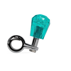 Steering Wheel Spinner Knob – Clear-Teal Bubbles, Diamond Cut