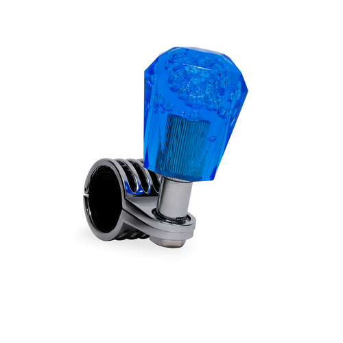 Steering Wheel Spinner Knob – Clear-Blue Bubbles, Diamond Cut