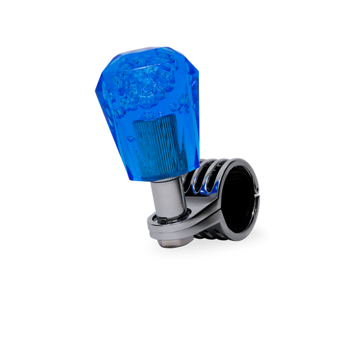 Steering Wheel Spinner Knob – Clear-Blue Bubbles, Diamond Cut