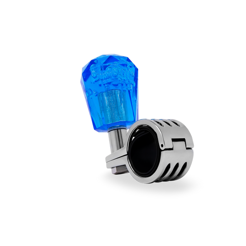 Steering Wheel Spinner Knob – Clear-Blue Bubbles, Diamond Cut