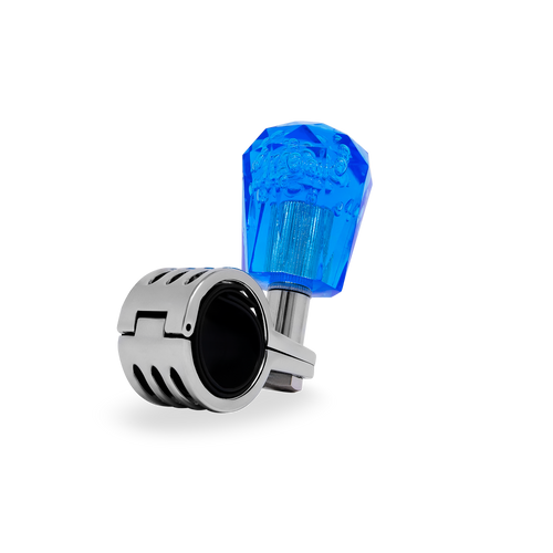 Steering Wheel Spinner Knob – Clear-Blue Bubbles, Diamond Cut