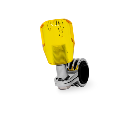 Steering Wheel Spinner Knob – Clear-Yellow Bubble Crystal Barrel Design