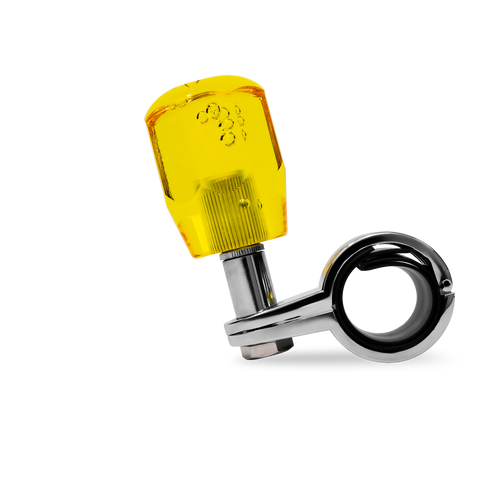 Steering Wheel Spinner Knob – Clear-Yellow Bubble Crystal Barrel Design