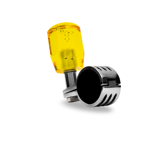 Steering Wheel Spinner Knob – Clear-Yellow Bubble Crystal Barrel Design
