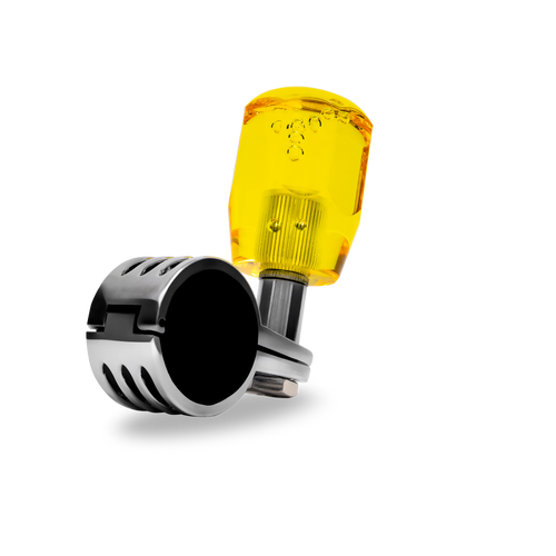 Steering Wheel Spinner Knob – Clear-Yellow Bubble Crystal Barrel Design