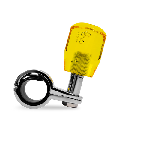 Steering Wheel Spinner Knob – Clear-Yellow Bubble Crystal Barrel Design