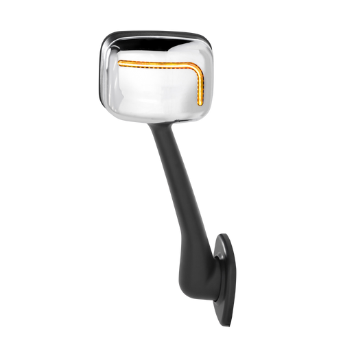 Hood Mirror W/ LED Curved Line Lights Fits Freightliner Cascadia 2008-2017