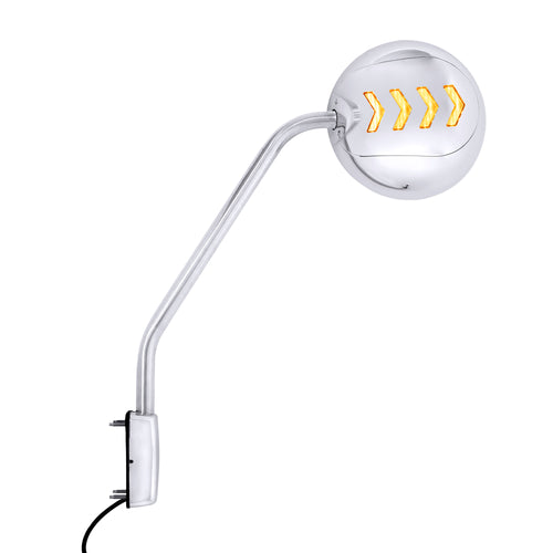 Chrome Hood Mirror Assembly With Sequential LED Turn Signal For 2013-2021 KW T680 & 2012-2021 PB 579-Driver