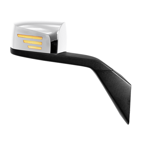 Chrome Hood Mirror (Fits Volvo VNL 2003-2017) W/ Amber LED Light