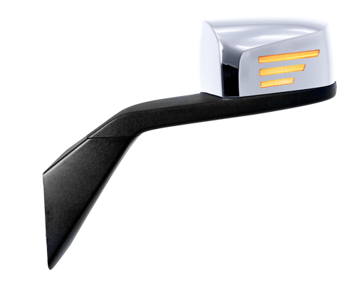 Chrome Hood Mirror (Fits Volvo VNL 2003-2017) W/ Amber LED Light