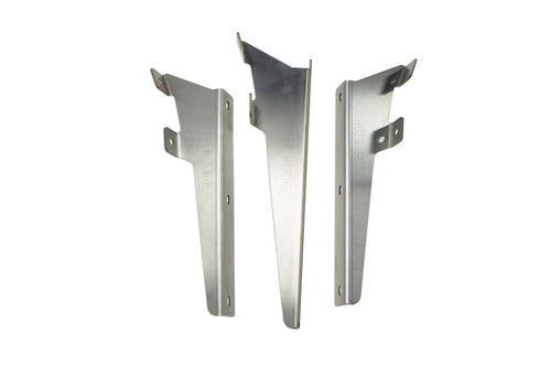 16" Straight Style Visor fits Freightliner Columbia, Century, Coronado Daycab, Flat Top, 14 X 3/4"  Lights Hole, Stainless Steel