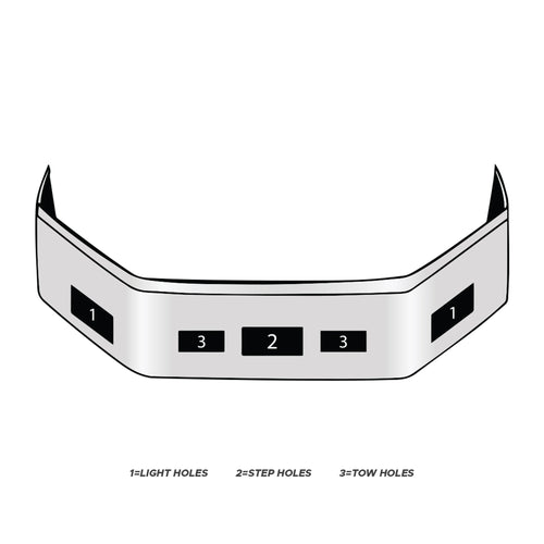 18” Chrome Bumper (FL Century 1996-2004) W/ Set Back Axle, Step, Tow & Fog Light Hole