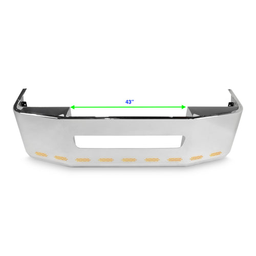 22” Chrome Bumper Fits Freightliner Century 2005-2007 and Columbia 2003-2007, with 11 Hidden Light Holes