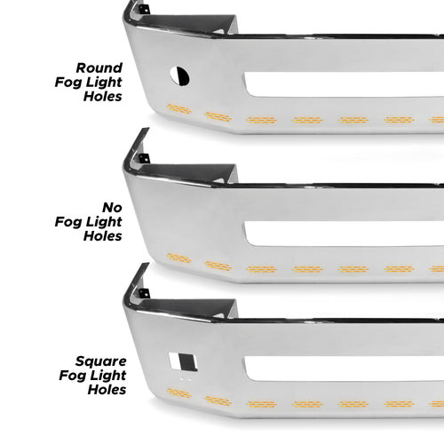 22” Chrome Bumper Fits Freightliner Century 2005-2007 and Columbia 2003-2007, with 11 Hidden Light Holes