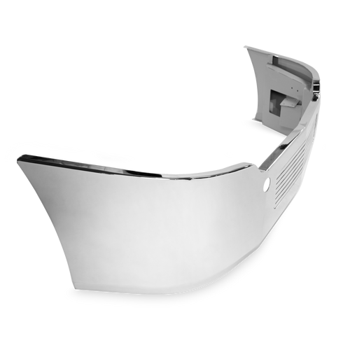 18" Chrome Bumper Freightliner Cascadia 2008-2017 Replaces Factory Plastic, Aerodynamic, with Grille Installed, Bolt, Tow