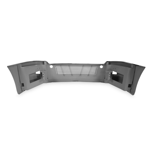18" Chrome Bumper Freightliner Cascadia 2008-2017 Replaces Factory Plastic, Aerodynamic, with Grille Installed, Bolt, Tow Ang Fog Light Hole