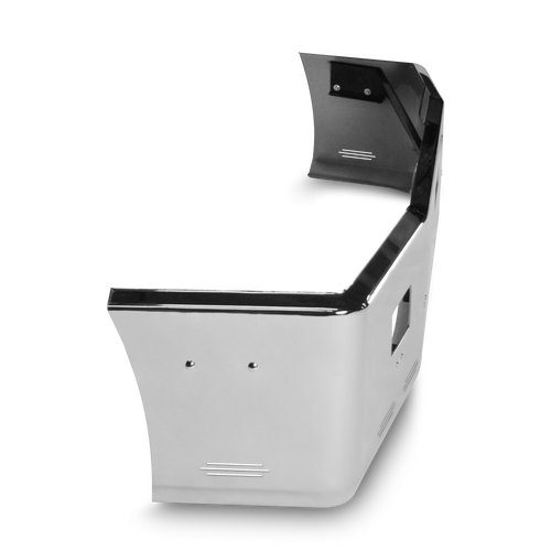 20” Chrome Bumper Freightliner FLD 120 and FLD 112 All Years, Aerodynamic, with Tow, Fog Light Holes and 11 Hidden Light Holes