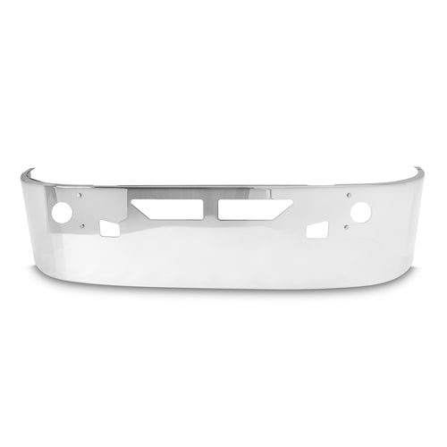 18” Chrome Bumper (Kenworth T660) W/ Wrap Around, Air vents, Tow & Round Fog Light Holes, Brackets Included For Bolt On