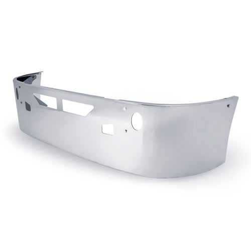 18” Chrome Bumper (Kenworth T660) W/ Wrap Around, Air vents, Tow & Round Fog Light Holes, Brackets Included For Bolt On