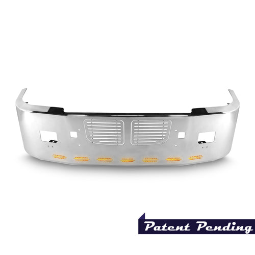 22” Chrome Bumper (KW T600 All Years) Aero, Grille, Air Vent, Tow, Fog And 9 Hidden Light Holes - CLEARANCE - (NO WARRANTY) (FINAL SALE)