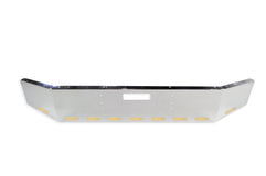 14”-10" Chrome Bumper With Tapered Ends, 7 Gauge, Center Tow And 9 Hidden Light Holes Fits Mack RD With Universal Brackets