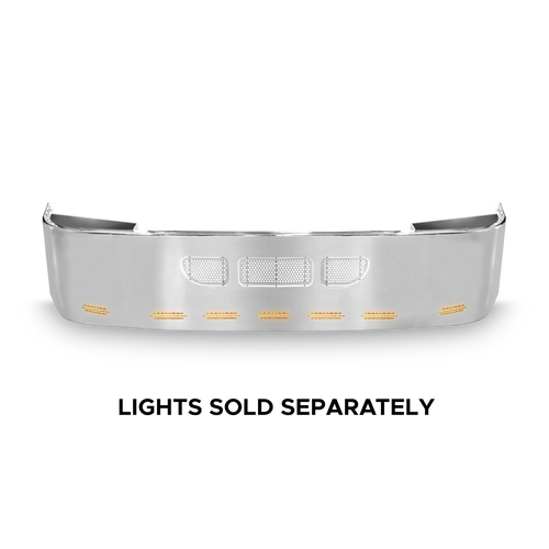 18” Chrome Bumper with 3 Air Vents and 9 Hidden Light Holes for Peterbilt 387 Years 2002-Newer Models