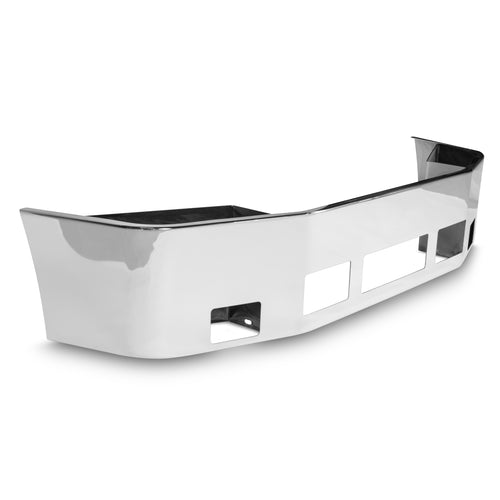 18” Chrome Bumper (Peterbilt 387 2002 & Newer) W/ Set Back Axle, Step, Tow & Fog Light Holes