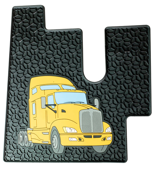 Floor Mat fits Kenworth T660, T600, T800, W900 Yellow/Black  (SET)
