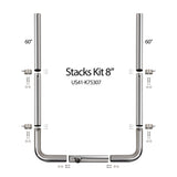 60" Top Pipe Complete Peterbilt Stack Kit 8” 304 Stainless Steel Premium, Stove/Flat Top Design includes 8” T polished reduced to 5”