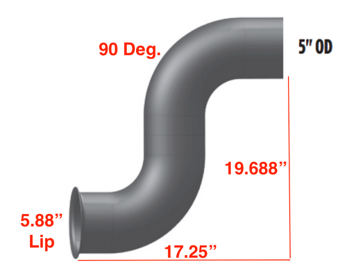 5" Turbo Exhaust Pipe NO Pyro Aluminized fits Freightliner FLD
