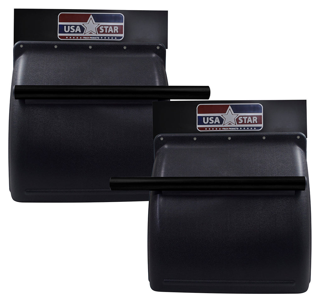 LEAVAN Black Quarter Fender Pair (24x24) For Semi Trucks | Freightliner Volvo VNL, Bolt-On