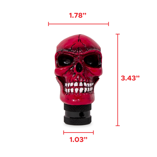 Skull Gear Stick Shift Knob Shifter Lever Handle Metallic Candy Red.