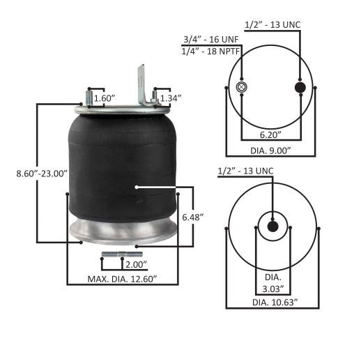 Air Bag Spring For Rear Suspension To Fits Freightliner w/ Alu Piston