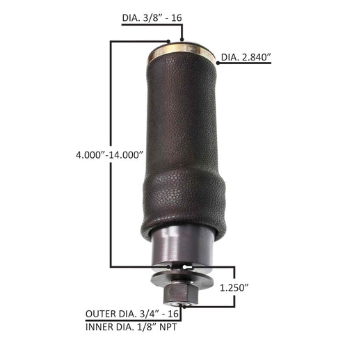 Cab Sleeve Air Spring with Aluminum Base for Peterbilt