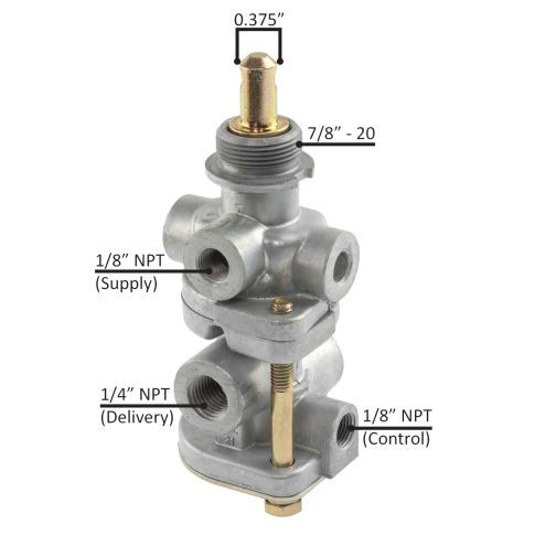 Trailer Brake Supply Valve PP-7 Control: 1/8 NPT, Delivery: 1/4 NPT Inch