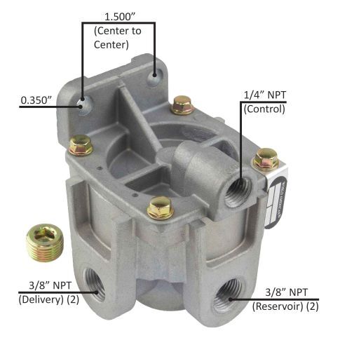 Air Brake Relay Valve (RG-2) 4-PORT 3/8"S&D RG2