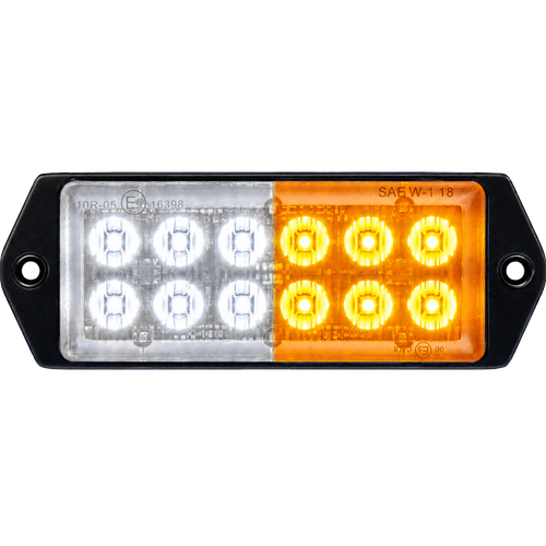 Clear lens yellow/white LED warning light, surface mount, 10-30V
