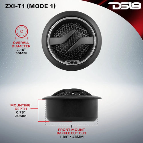 DS18 1.7" Dome Neodymium Tweeter 50 Watts 1" Pei 4-Ohm Vc