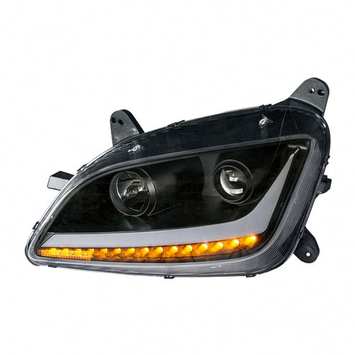 Blackout Projection Headlight with LED Position Light & LED Turn Signal for 2011+ fits Peterbilt 579/587 - Driver