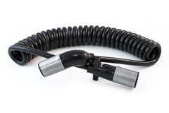 Tramec Sonogrip Cable - 15ft, Coiled, Black Jacket, 12" Leads, Straight/Angled Zinc Plugs, 1/10-6/12 GA Wire