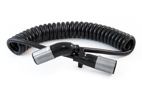 Tramec Sonogrip Cable - 15ft, Coiled, Black Jacket, 12" Leads, Straight/Angled Zinc Plugs, 1/10-6/12 GA Wire