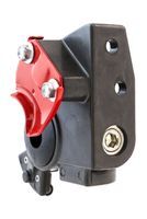 Red Anodized Gladhand, 38-degree Bracket Mount, Emergency, Rubber Seal