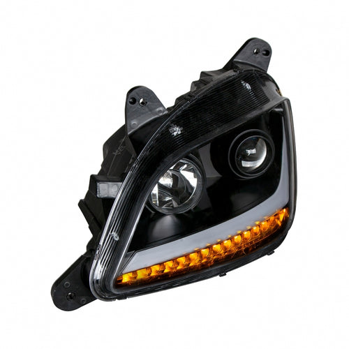 Blackout Projection Headlight with LED Position Light & LED Turn Signal for 2011+ fits Peterbilt 579/587 - Driver