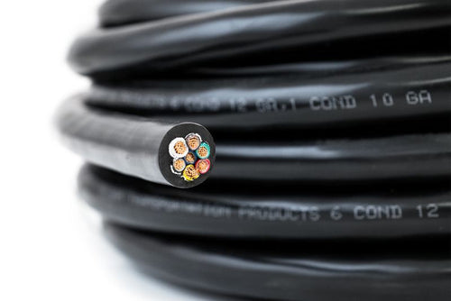 7 Way Trailer Cable, Black, 6/12 and 1/10 GA