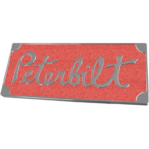 Peterbilt Old Style Engraved Emblem Rect. Red Metallic