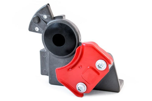 Red Anodized Gladhand, 38-degree Bracket Mount, Emergency, Rubber Seal