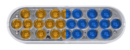 6”Oval Led Light Amber/Blue Clear Lens 12/24V