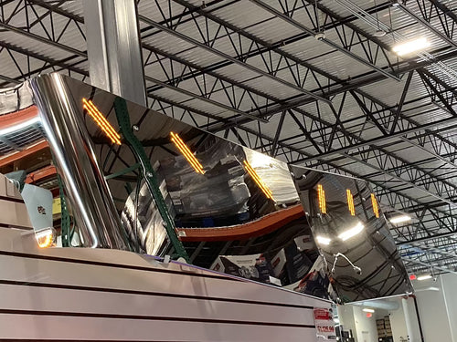 20" S.S V Style Visor With 6 Hidden Light Holes, Fits Peterbilt 579 Mid & High Roof