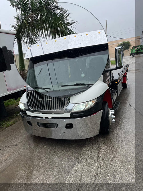 10.5" Visor International 4300,7000 And 8000 Series, Day Cab Without Factory Visor 2002 & Newer S.Steel With 10 X 3/4" Light Hole