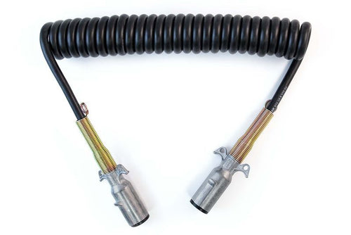 Standard Coiled Cable with Zinc Plugs, 1/10-6/12 GA Black Jacket, 15ft, 12" Leads